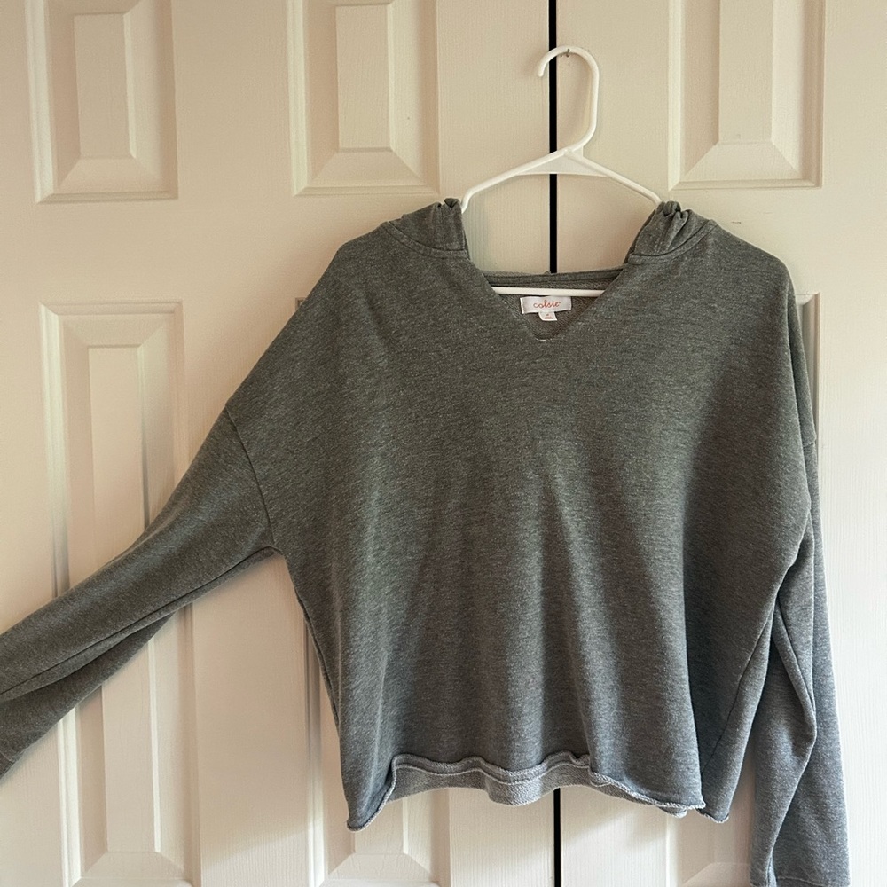 Colsie gray cropped hoodie